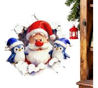 Pegatinas de pared creativas de Papá Noel con efecto 3D Peel and Stick Divertidas pegatinas de dibujos animados navideños,Santa Claus sala de estar puerta calcomanía,para el hogar dormitorio oficina