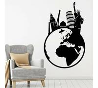 Pegatinas de pared de agencias de viajes mapas del mundo de viajes pegatinas para ventanas de la Torre de París decoración del dormitorio del salón