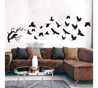 Pegatinas de pared de animales del bosque, la jungla, pájaros grandes, cuervos y árboles para dormitorios y salas de juegos.