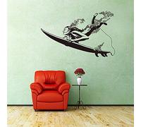 Pegatinas De Pared De Chica Surfista Decoración Del Dormitorio De La Sala De Estar Decoración Del Hogar Papel Tapiz De Pvc 57X90 Cm