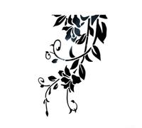 Pegatinas de pared de espejo con patrón de plantas acrílicas 3D DIY para decoración del hogar, crea ilusiones de espacio con diseños personalizables (negro)