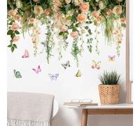 Pegatinas de pared de flores de mariposa, calcomanías de PVC florales vibrantes, fáciles de aplicar, arte de vinilo extraíble para dormitorio, sala de estar, ventanas, oficina, guardería, sala de