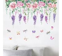 Pegatinas de pared de flores de mariposa, calcomanías de PVC florales vibrantes, fáciles de aplicar, arte de vinilo extraíble para dormitorio, sala de estar, ventanas, oficina, guardería, sala de