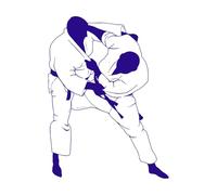 Pegatinas de pared de judo, arte mural, Jiu-Jitsu, deporte, lucha marcial, PVC, calcomanía de pared, papel tapiz de tatuaje extraíble para habitación, dormitorio-S-31x42cm-Dark Blue