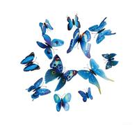Pegatinas de pared de mariposa 3D azules, calcomanías de pared de mariposa de PVC coloridas para dormitorio, guardería, sala de estar, decoración del hogar para una fácil aplicación, juego de 5 (azul)