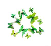 Pegatinas de pared de mariposa 3D azules, calcomanías de pared de mariposa de PVC coloridas para dormitorio, guardería, sala de estar, decoración del hogar para una fácil aplicación, juego de 5 (verde