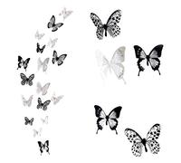 Pegatinas de pared de mariposa calcomanías de arte de pared 3D decoración de cristal, bricolaje decoración del hogar pegatina trasera de espejo para dormitorio/sala de estar/oficina 36 unidades