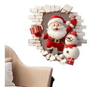 Pegatinas de pared de Papá Noel, Pegatinas PVC Para Santa Rompiendo Pared, 3D Rompe ParedPegatinas Papá Noel, Lindos PapáNoel Vinilos Navideños Paredes Pega Y Despega Para Fiesta De Navidad Cocina