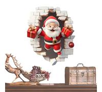 Pegatinas de pared de Papá Noel, Pegatinas PVC Para Santa Rompiendo Pared, 3D Rompe ParedPegatinas Papá Noel, Lindos PapáNoel Vinilos Navideños Paredes Pega Y Despega Para Fiesta De Navidad Cocina