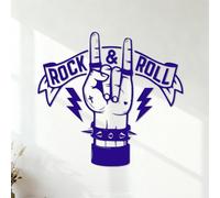 Pegatinas de pared de papel adhesivo Bar de música retro Rock Hands 54.6x59cm Varios tamaños Azul oscuro