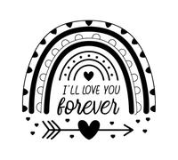 Pegatinas de pared de papel adhesivo Camisa arcoíris de amor para siempre 42x46.8cm Decoración artística Negro
