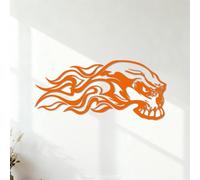 Pegatinas de pared de papel adhesivo Coche, motocicleta y camión con calavera en llamas 40.8x89.9cm No se cae Naranja