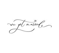 Pegatinas de pared de papel adhesivo Nos casamos letras dibujadas a mano 28x89.5cm Removible sin dejar pegamento Negro