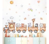 Pegatinas de Pared de Trenes de Animales Pegatinas Pared Decorativas Infantiles Pegatinas de Globos de Animales Elefante y Jirafa Decoraciones de Pared para Habitaciones de Niños y Guarderías