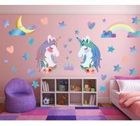 Pegatinas de pared de unicornio, tamaño grande, diseño de unicornio, para decoración de pared para niñas, niños, dormitorio, guardería, Navidad, fiesta de cumpleaños, decoración