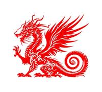 Pegatinas de pared de vinilo Aquí hay una foto de un dragón chino. 41x48.5cm Varios tamaños Rojo