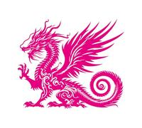 Pegatinas de pared de vinilo Aquí hay una foto de un dragón chino. 65.6x77.6cm Embellecimiento de paredes Rosa roja