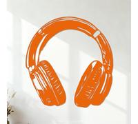 Pegatinas de pared de vinilo Auriculares de música, auriculares, rock, pop, estudio, divertido 54.6x56.9cm Varios tamaños Naranja