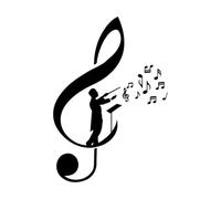 Pegatinas de pared de vinilo Clave de sol Notas musicales Director Maestro Orquesta 32x46.2cm Personalización personalizada Negro