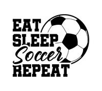 Pegatinas de pared de vinilo Comer Dormir Fútbol Repetir Cita Palabras Habitación de Niños 34x41.2cm Incluye kit de película de transferencia Negro