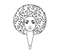 Pegatinas de pared de vinilo Peinado afro sale del salón de belleza Hermosa mujer 34x45.9cm Varios tamaños Negro