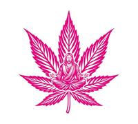 Pegatinas de pared de vinilo Saco de meditación Jesús sobre una hoja de marihuana espiritualidad audaz 67.2x69cm Fácil instalación Rosa roja