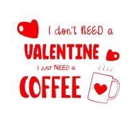 Pegatinas de pared de vinilo Silueta en forma de corazón y línea de taza caliente No necesito un amante, solo necesito una taza de café. 65.6x80cm Removible sin dejar pegamento Rojo