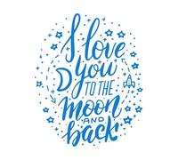 Pegatinas de pared de vinilo Te amo hasta la luna y más allá 49.2x60.5cm Removible sin dejar pegamento Azul