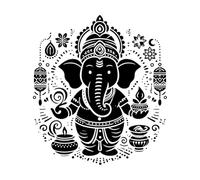 Pegatinas de pared de vinilo Una representación limpia y minimalista en 2D de Ganesh con una linda silueta. 42x47cm Personalización personalizada Negro