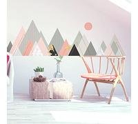 Pegatinas de pared - Decoración de dormitorio - Adhesivo de pared gigante Montañas escandinavas Alpina - 95 x 135 cm