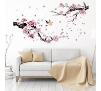 Pegatinas de Pared Decorativas - Vinilos Adhesivos de Rosa con Flores y Ramas para Dormitorio, Habitación, Salón y Oficina - Decoración Creativa (Flor 1)