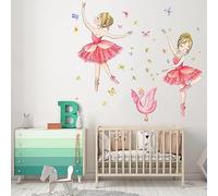 Pegatinas de Pared Decorativos Linda Chica Bailarina Pegatinas Infantiles Pared para Cuarto de Niñas, Cuarto de Niños, Dormitorio, Jardín de Infantes Pegatinas Pared Decorativas (Rosa)
