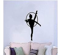 Pegatinas de pared en blanco y negro Fancy Gymnast rítmica gimnasia deportiva niña dormitorio sala de estar pegatinas de pared de vinilo impermeable adecuado para dormitorios, salas de estar y otros
