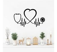 Pegatinas de pared en blanco y negro para médico, enfermera, ECG, corazón, clínica, hospital, decoración de hospital, pegatinas de pared de vinilo impermeables adecuadas para consultorios médicos,
