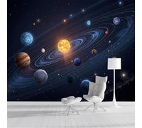 Pegatinas de Pared Estilo espacial de ciencia ficción Seda Decorativos con Planetas en el sistema solar para Decoración de Dormitorio Infantil, Habitación de Niños y Zona de Juegos Azul oscuro