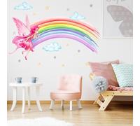 Pegatinas de Pared Infantiles Arcoiris Vinilos Decorativos Niñas Arco Iris MáGico Estrellas Pegatinas De Arte Mural - Papel Pintado De PVC Decorado En La HabitacióN Del JardíN De Infantes