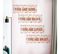 Pegatinas de pared inspiradoras de arco iris, con texto en inglés "You are Kind, Brave, Loved, Smart", con mensaje positivo para pared para dormitorio de niños, guardería, decoración de sala de juegos
