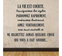 Pegatinas de pared La Vie Est Courte Transgressez Les Règles Frases en francés Decals Póster Vinilo Dormitorio Decoración del salón Mural 55x70cm