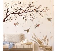 Pegatinas de pared modernas con flores de magnolia y pájaros para decoración de sala de estar, dormitorio, juego de calcomanías autoadhesivas de PVC