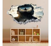 Pegatinas de pared Murales Calcomanías, Avión Tatuaje De Pared 3D Roto, Nubes Del Cielo De Pared Para Decoración De Arte Del Hogar, Decoración De Habitación De Niños 112x75cm