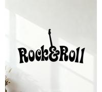 Pegatinas de pared Música rock, guitarra rock, música de banda, artículos para el hogar 34x66.8cm Varios tamaños Negro