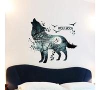 Pegatinas De Pared Para Dormitorio, Lobo de Medianoche Etiqueta De La Pared Como Decoración De Pared Para Infantil 52×91cm |Tatuajes De Pared Decorativos Para Gabinete Cocina Ventana Pasillo