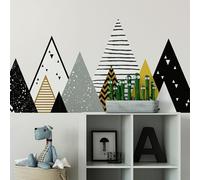 Pegatinas de pared para niños - Decoración de habitación de bebé - Adhesivo de pared escandinavo - Adhesivo de pared gigante de montañas escandinavas CHapka - 95 x 360 cm