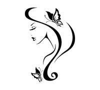 Pegatinas de pared para salón de belleza, arte de peluquería, peluqueros, cabello hermoso, vinilos decorativos para pared, decoración del hogar para habitación de mujer-XL-84x125cm-Black
