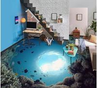 Pegatinas de pared para suelo Cielo marino 3D, 250 * 175cm Pegatinas estéreo impermeables para suelo personalizado pegatinas para baldosas de suelo 3D Mural de papel tapiz para suelos