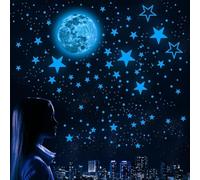 Pegatinas de pared que brillan en la oscuridad, estrellas y lunas, calcomanías luminosas del espacio del planeta para la habitación de los niños, decoración del techo, material de PVC