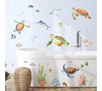Pegatinas de Pared Tortugas marinas Bajo el mar, Vinilos Decorativos Pared Medusas Rayas Coral Algas, Adesivos Paredes Decoración para Habitación Infantil Dormitorio ludoteca