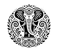 Pegatinas de pared Una imagen cautivadora de un elefante intrincadamente adornado con patrones de estilo mandala. 42x42.4cm Decoración de tiendas Negro