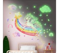 Pegatinas de Pared Unicornio Luminosas Pegatina Fluorescente Unicornio Arcoíris Fluorescente Arcoíris Adhesivos de Pared Decorativas Brillantes Estrellas Fosforescentes para Decoración de Habitaciones