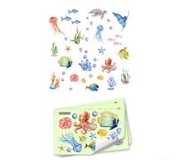 Pegatinas de pared vibrantes que brillan en la oscuridad, de criaturas marinas, calcomanías de PVC para habitaciones y baños de niños, seguras y extraíbles